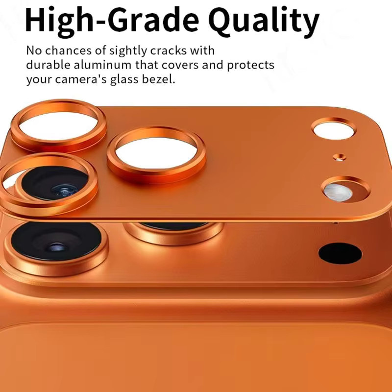 iPhone 17 Air Pro Max Kamera Schutz Metall Rahmen Abdeckung Anti Scratch Super Slim Objektiv Schutz Kappe in Silber und Orange - Bild 1