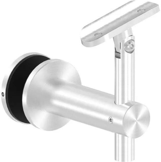 FeNau Handlaufhalter aus Edelstahl in Silber für Glas mit 42,4 mm Anschluss und 82 mm Wandabstand - Bild 1