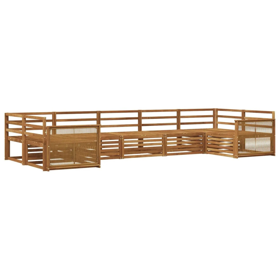 vidaXL Outdoor-Sofagarnitur aus Akazienholz in Braun, 7-teiliges L-Shape Set mit Ecksofas und Armlehnen - Bild 2