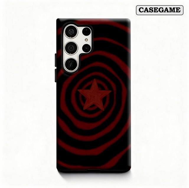 Crimson Star Spiral Handyhülle für Samsung Galaxy S25 Ultra, S24 und S23 Ultra Plus, stoßfest mit doppellagiger Rückseite, Rot - Bild 1