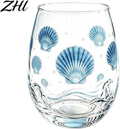 GETIFIT Stiellose Weingläser aus Borosilikat-Glas mit Meeresleben-Muster, Transparent, 420 ml - Bild 1