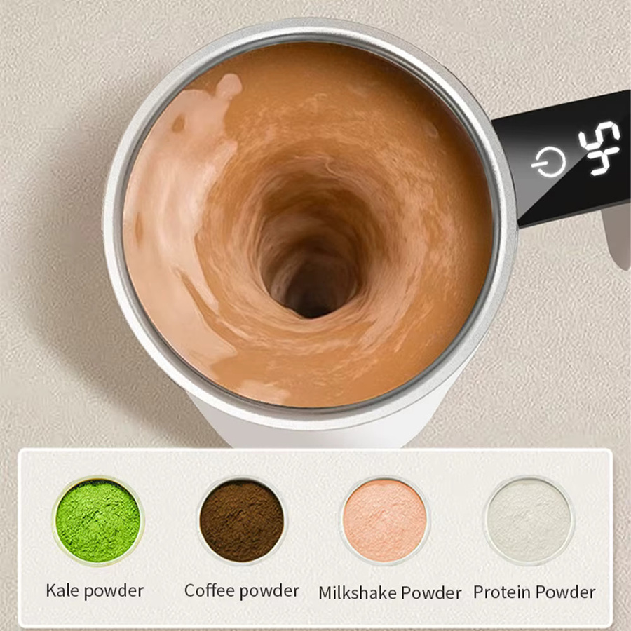 TCJJ Automatischer Rührbecher aus Edelstahl in Weiß, wiederaufladbarer elektrischer Magnetmischer für Kaffee und Getränke - Bild 3