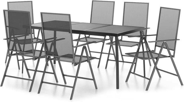 vidaXL 7-tlg Garten-Essgruppe Modell 3 aus Stahl in Anthrazit für Garten, Balkon und Terrasse - Bild 1
