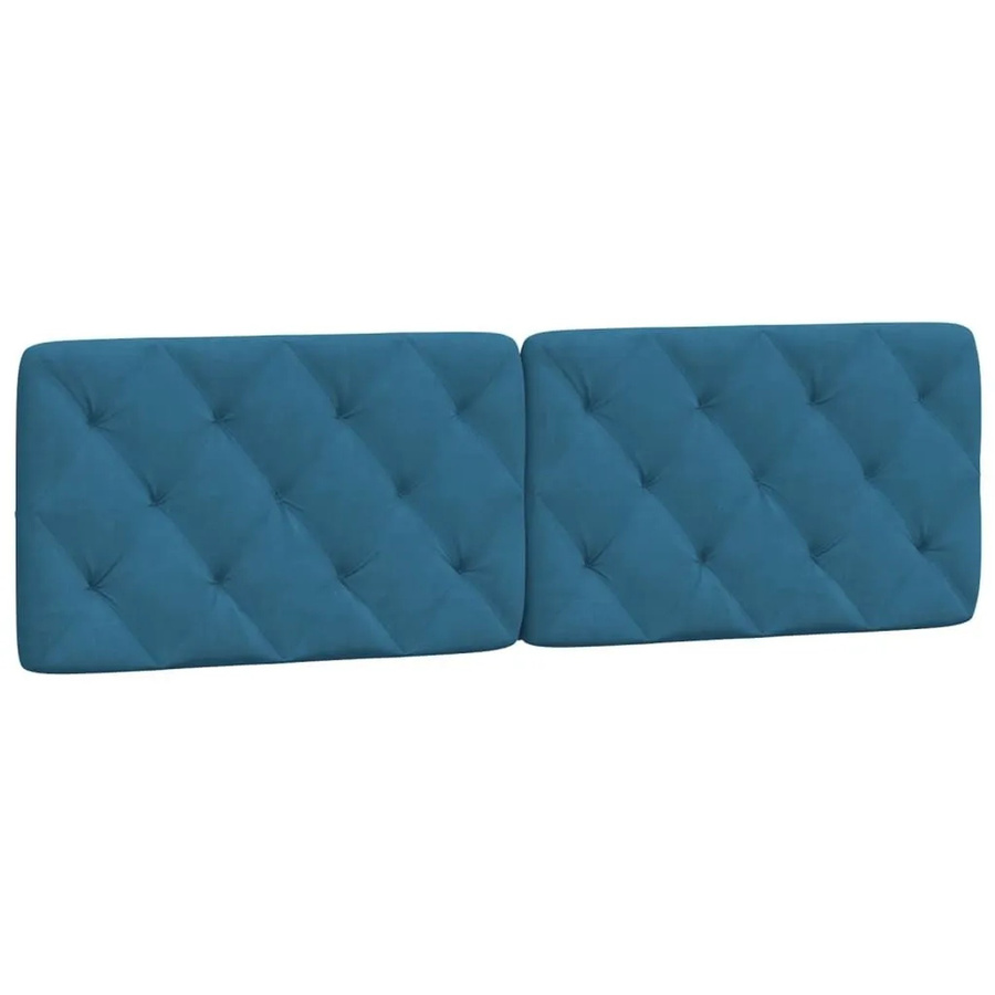 vidaXL Kopfteil-Kissen aus Samt in Blau mit Rauten-Heftung, Breite: 160 cm, Höhe: 200 cm - Bild 2