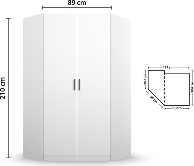 rauch Allrounder Eckschrank 2-türig in Weiß, Breite: 117 cm, Tiefe: 104 cm, Höhe: 210 cm - Bild 1