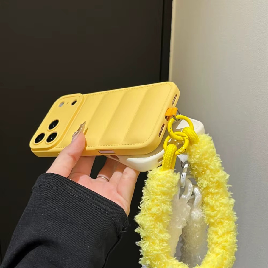Loobival Luxuriöse Daunenjacken-Plüschhülle mit Handgelenkschlaufe für iPhone, Farbe: Silber - Bild 2