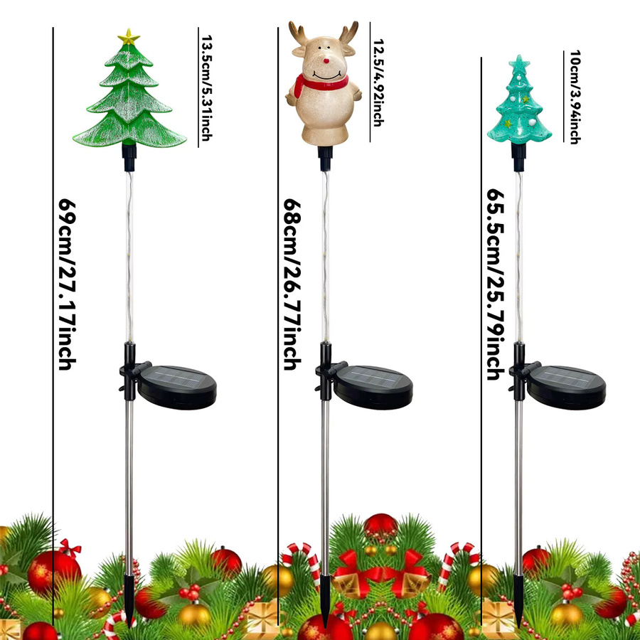 Peach Forest Solar-Weihnachtsgarten-Stecker mit Weihnachtsmann, Elch und Weihnachtsbaum in Multicolor mit 8 Beleuchtungsmodi für die Outdoor-Dekoration - Bild 4