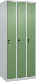 C+P Spind Classic PLUS Spind mit 3 Abteilen, Stahl, Lichtgrau und Resedagrün, H x B x T: 185 x 75 x 50 cm - Bild 1