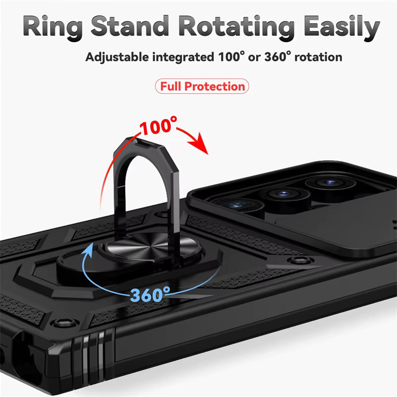 Stoßfeste Magnetring-Handyhülle für Samsung Galaxy S26 Ultra, S25 FE, S24 Plus, S23, S22, S21 mit Kameraschutz in Schwarz oder Rot - Bild 5