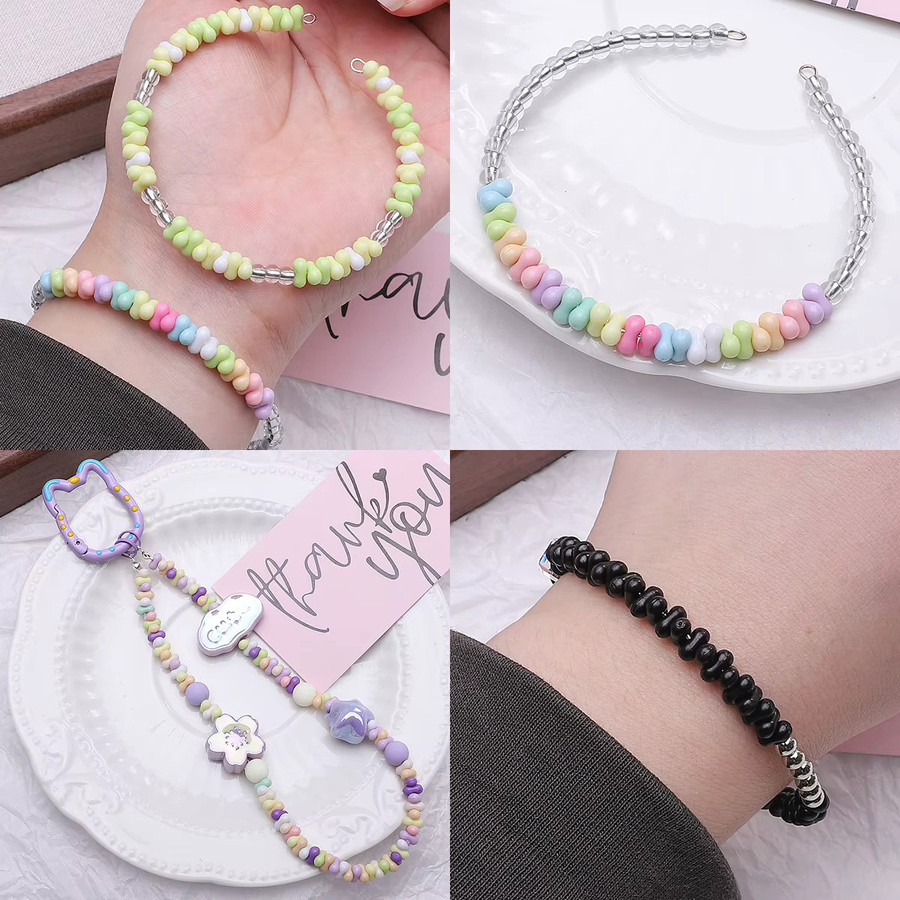 Beadia Acryl Erdnuss Perlen, einfarbig, 105 Stück, Armband Zubehör - Bild 5