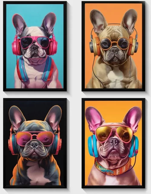 Potdemiel Leinwanddruck Bunte Französische Bulldogge im Gaming-Stil als Wandkunst für dein Wohnzimmer - Bild 1