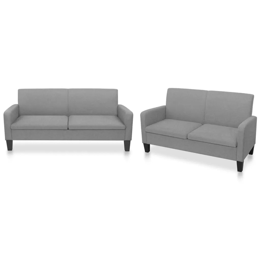 vidaXL 2-teilige Sofagarnitur aus Stoff in Hellgrau mit Massivholzrahmen für dein Wohnzimmer - Bild 2