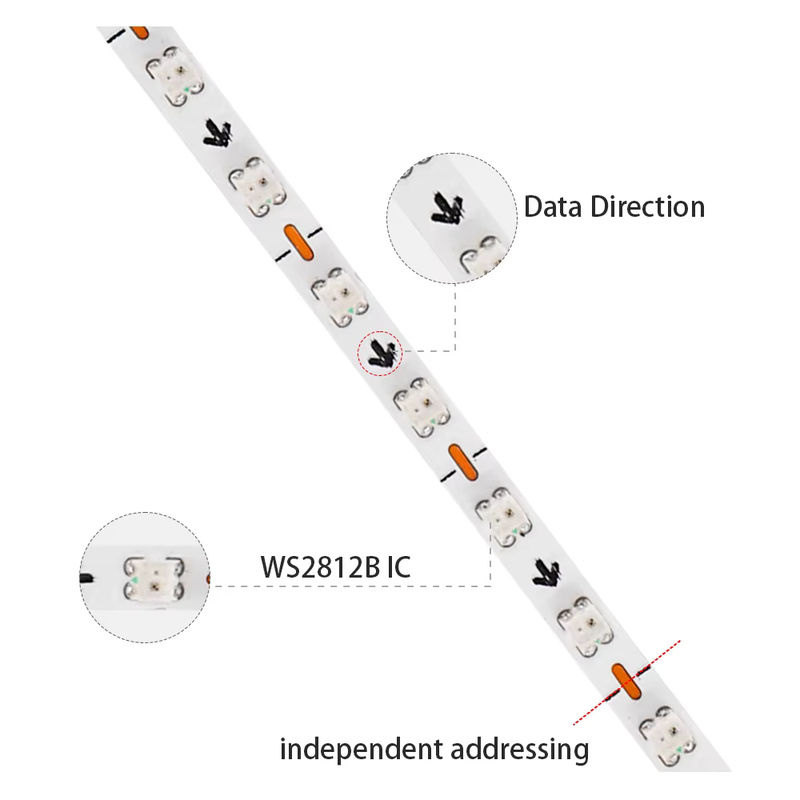 Xnbada Ultraschmaler WS2812B LED-Streifen RGBIC Smart Lichtband, 2,7 mm Breite, 160 LEDs/m, Multicolour, individuell adressierbar und schneidbar - Bild 2