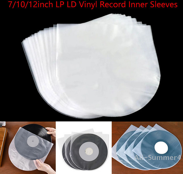 50 Stück antistatische Vinyl-Schallplatten-Schutzfolien aus Kunststoff, transparente LP-Innenhüllen für 7, 10 und 12 Zoll Schallplatten - Bild 1