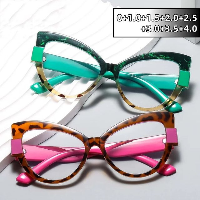 LALAMOLI Lesebrille Cat Eye, Vollrand, Kunststoff, Multicolour, Blaulichtfilter - Bild 1