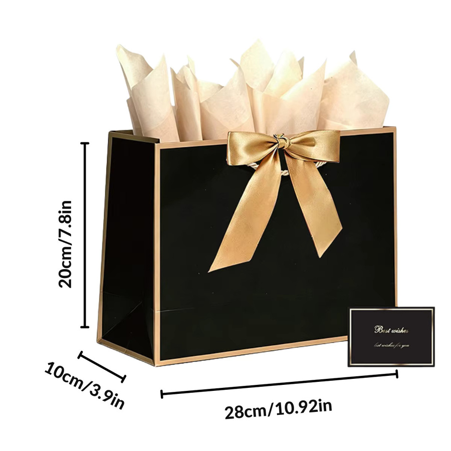 Elegante Geschenktasche aus Papier in Schwarz-Gold für Frauen und Mädchen - Bild 6