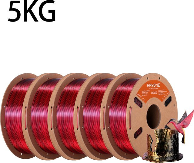 ERYONE Hyper Speed Seiden-PLA-Filament für FDM 3D-Drucker, dreifarbig glänzend, 5 kg - Bild 1