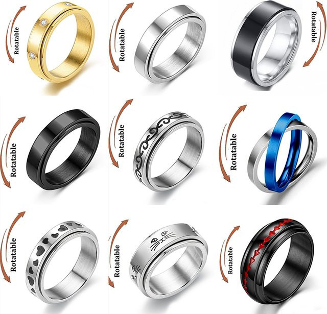 oly2u Fidget-Spinner-Ringe, Edelstahl, Silber, Unisex - Bild 1