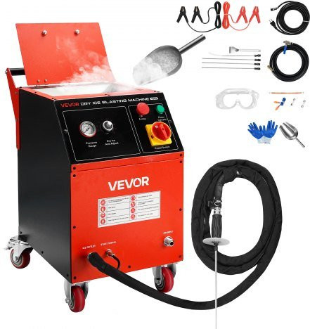 VEVOR Trockeneisstrahlgerät in Rot mit 5 kg Kapazität, Trockeneis-Reinigungsmaschine mit 4 Düsen und einstellbarem Druck für Automobil, Schiff, Luftfahrt und Chemie - Bild 1