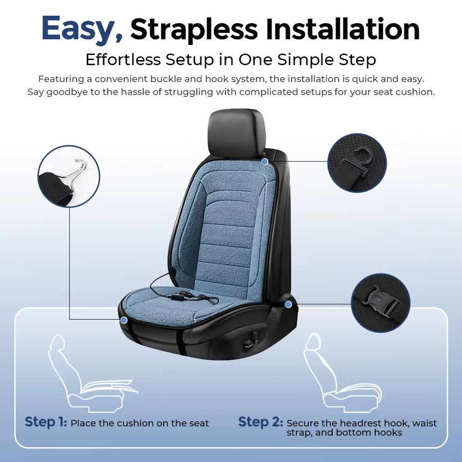 Hailicare Massagekissen mit Vibration für Nacken und Ganzkörper, Tragbare Massagematte in Blau - Bild 2