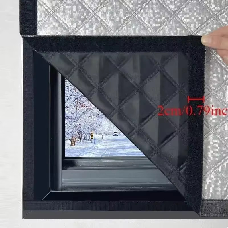 DNGT Winddichte Vorhänge mit Reißverschluss zur Wärmedämmung und Lichtblockierung, Schwarz, B: 100 cm, H: 70 cm - Bild 2
