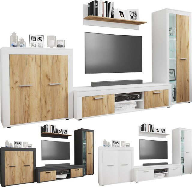 VCM Wohnwand Usilo XL 4-tlg. Fernsehschrank mit verstellbaren Fachböden - Bild 1