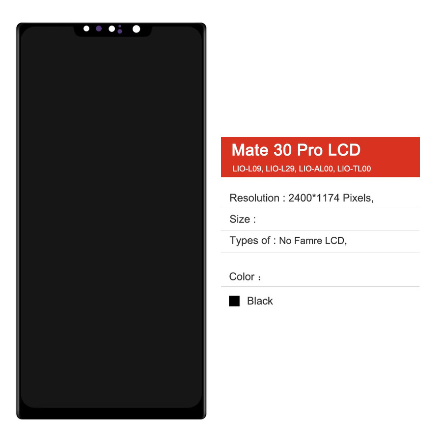 TFT Mate 30 Pro LCD-Display mit digitalem Touchscreen für Huawei Mate 30 Pro LIO-L09 LIO-L29 in Schwarz - Bild 2