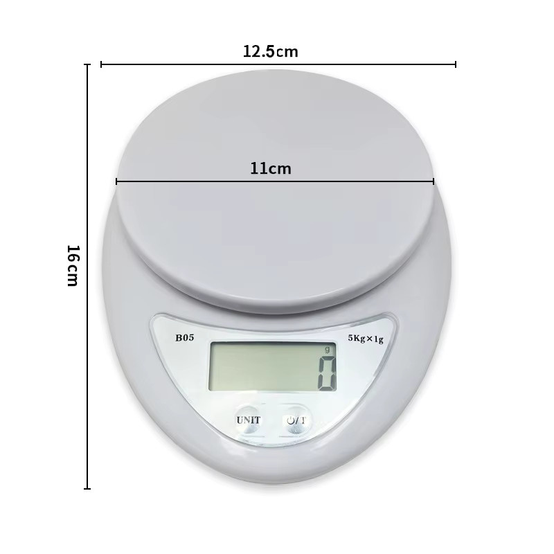 Digitale Küchenwaage kebidumei in Weiß für Lebensmittel und Kaffee mit 5 kg Kapazität und Digitalanzeige - Bild 2