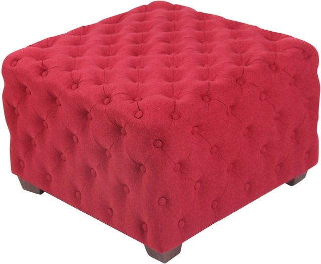 TPFLiving Sitzhocker Nantes aus Stoff in Rot mit Samt-Optik, B/T/H: 44 x 44 x 65 cm - Bild 1