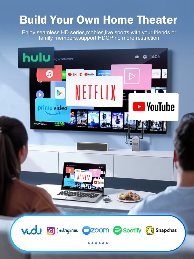 Lemorele Kabelloser HDMI-Sender und VGA/HDMI-Empfänger Video-Extender Display-Adapter für PC, TV und Projektor - Bild 3