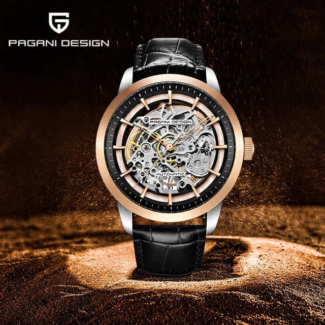 Pagani Design Armbanduhr, Automatik, Edelstahl, Leder, 43 mm, Herren - Bild 1