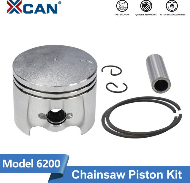 XCAN Kettensägenkolbensatz 47,5 mm für Zenoah G621 G621avs G620 G620pu 6200 62 cc inklusive Ring, Pin und Clip - Bild 1