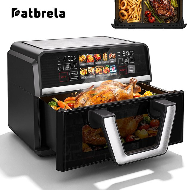 Patbrela Doppelkorb-Heißluftfritteuse XXL 10L in Schwarz mit Dual Zone und Aufwärmfunktion - Bild 1