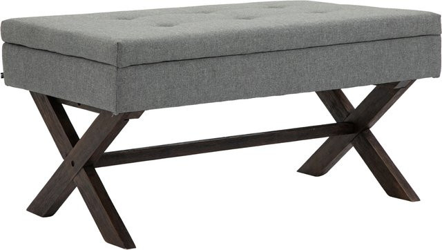 TPFLiving Sitzbank Nero in Grau mit Stoffbezug und Holzgestell, B/T/H: 136 x 57 x 51 cm - Bild 1