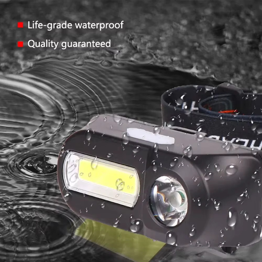 ESMARTER USB wiederaufladbare COB-LED-Stirnlampe in Schwarz für Outdoor, Camping und Nachtangeln - Bild 4