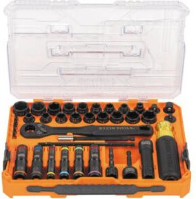 Klein Tools KNECT Impact Pass-Through & Flip Steckschlüssel-Set 39-teilig, 1/4 Zoll, Orange - Bild 1