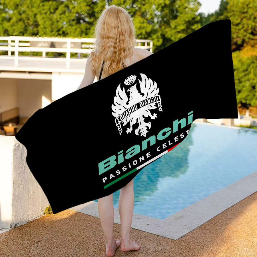 Bianchi Bike Mikrofaser-Strandtuch, schnell trocknendes und super saugfähiges Pool-Handtuch mit Grafikdruck in Schwarz - Bild 3