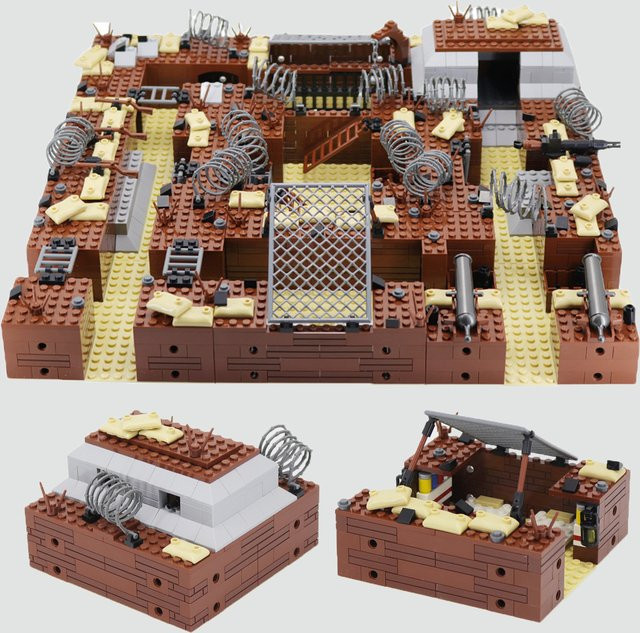 BRICKPANDA WW2 Militär-Schlachtfeld-Diorama-Bausatz, Soldatenfiguren & Blockhaus-Bausteine, multicolor - Bild 1