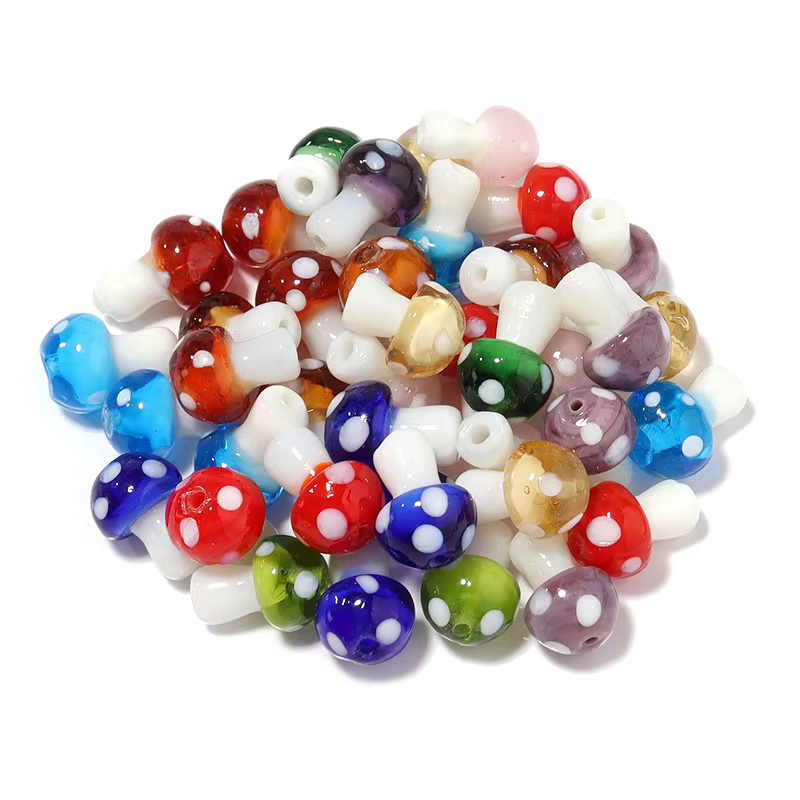 Louleur Lampwork Glas Perlen, Pilz Perlen, Bunt - Bild 5