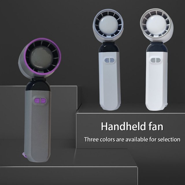 JIHUAN Mini USB-Klappventilator mit Digitalanzeige, wiederaufladbar, Blau - Bild 1