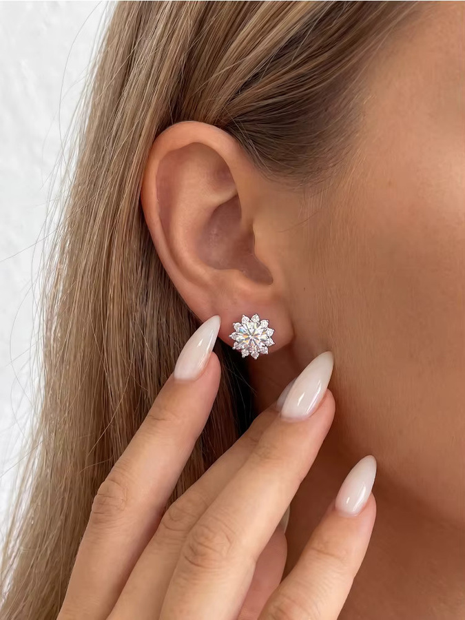 DiamondWorld Sonnenblumen-Ohrstecker, 925 Silber, Moissanit-Diamant, Damen - Bild 3