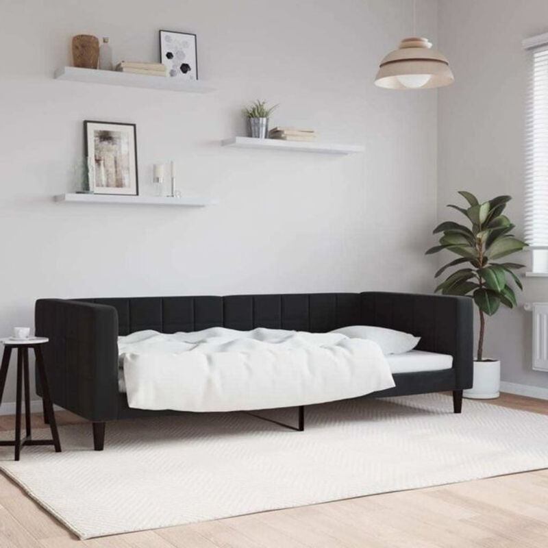 vidaxl Polsterbett Tagesbett aus Samt und Metall in Schwarz, B/T/H: 190 x 90 x 68 cm - Bild 1