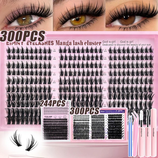 Eimny Fairy Lash Clusters Kit Wimpernbüschel, 244/300 Stück, Unisex - Bild 1