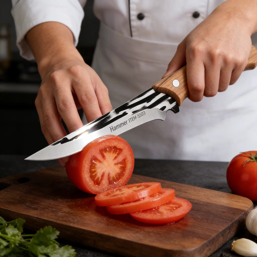 WXCOO Professionelles Ausbeinmesser aus handgeschmiedetem Stahl mit ergonomischem Holzgriff für Fleisch, Obst und Gemüse - Bild 2