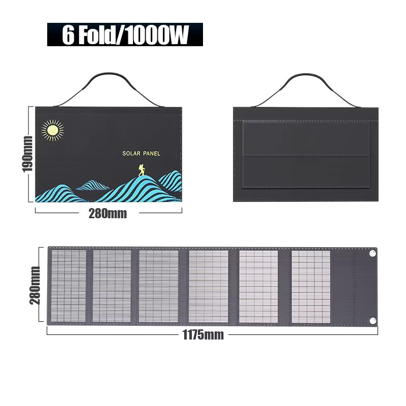 OLOEY Faltbare Solarpanel-Ladetasche mit USB-Ausgang, Tragbare Powerbank in Schwarz - Bild 4
