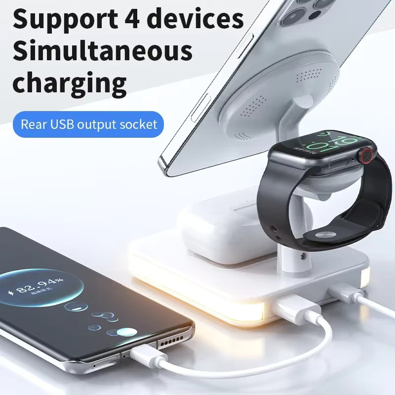 VIKEFON 3-in-1 Kabelloses Magnetisches Schnell-Ladegerät in Weiß für iPhone, AirPods Pro und Apple Watch - Bild 2