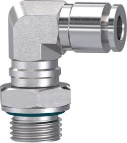 Riegler L-Steckverschraubung drehbar G 3/8 a. für Schlauch Durchmesser 12 mm aus Edelstahl in Silber - Bild 1