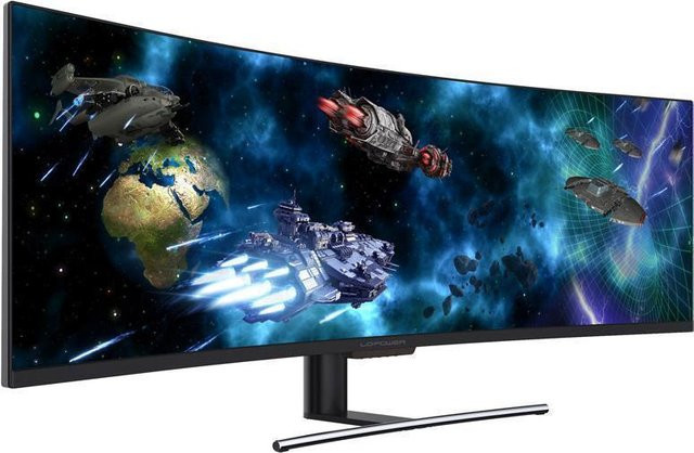 LC-Power LC-M49-DFHD-144-C-Q UltraWide Full HD QLED Monitor, 124,5 cm, 3840 x 1080 Pixel, VA-Panel, 144 Hz, Schwarz - Bild 1