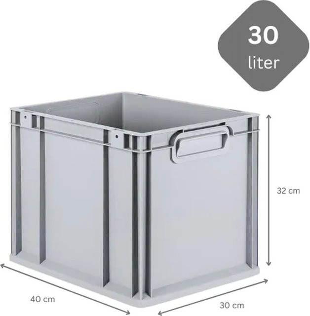 PROREGAL SuperSparSet 4x Eurobox NextGen Grip in Grau mit verstärkten Wänden, H x B x T: 32 x 30 x 40 cm, 30 Liter - Bild 1