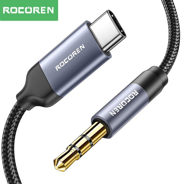 Rocoren USB-C auf 3,5 mm Klinke Audio Adapter für Kopfhörer, Lautsprecher und Auto - Bild 1